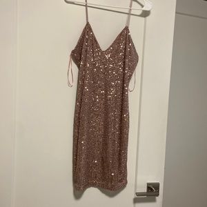 sequences rose gold dress